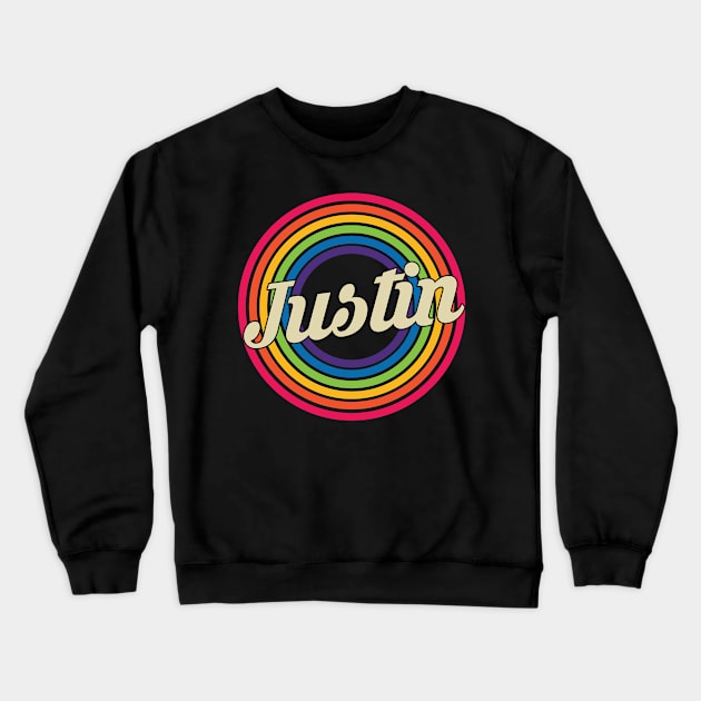 Justin - Retro Rainbow Style Crewneck Sweatshirt by MaydenArt